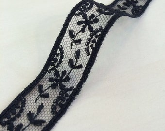 Black Lace Trim, French Lace, Alencon Lace, Bridal Gown lace, Wedding Lace, black Lace, Veil lace, Garter lace, Lingerie Lace MM00058