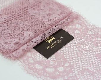 Old Rose Lace trim, Lace fabric, Chantilly Lace, French Lace, Scalloped lace, Eyelash lace, Floral Lace, Elastic Lace, Veil Lace, MK00540