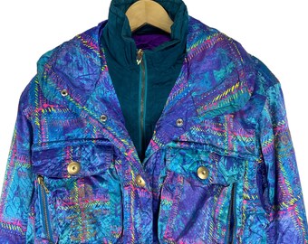 Vintage 90s Descente Ski Jacket: Abstract Multi-color Racing