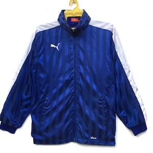 Rare!! PUMA Zipper Jacket Hoodie Striped Small Logo Sports Cloting Brand Sweater Size Medium