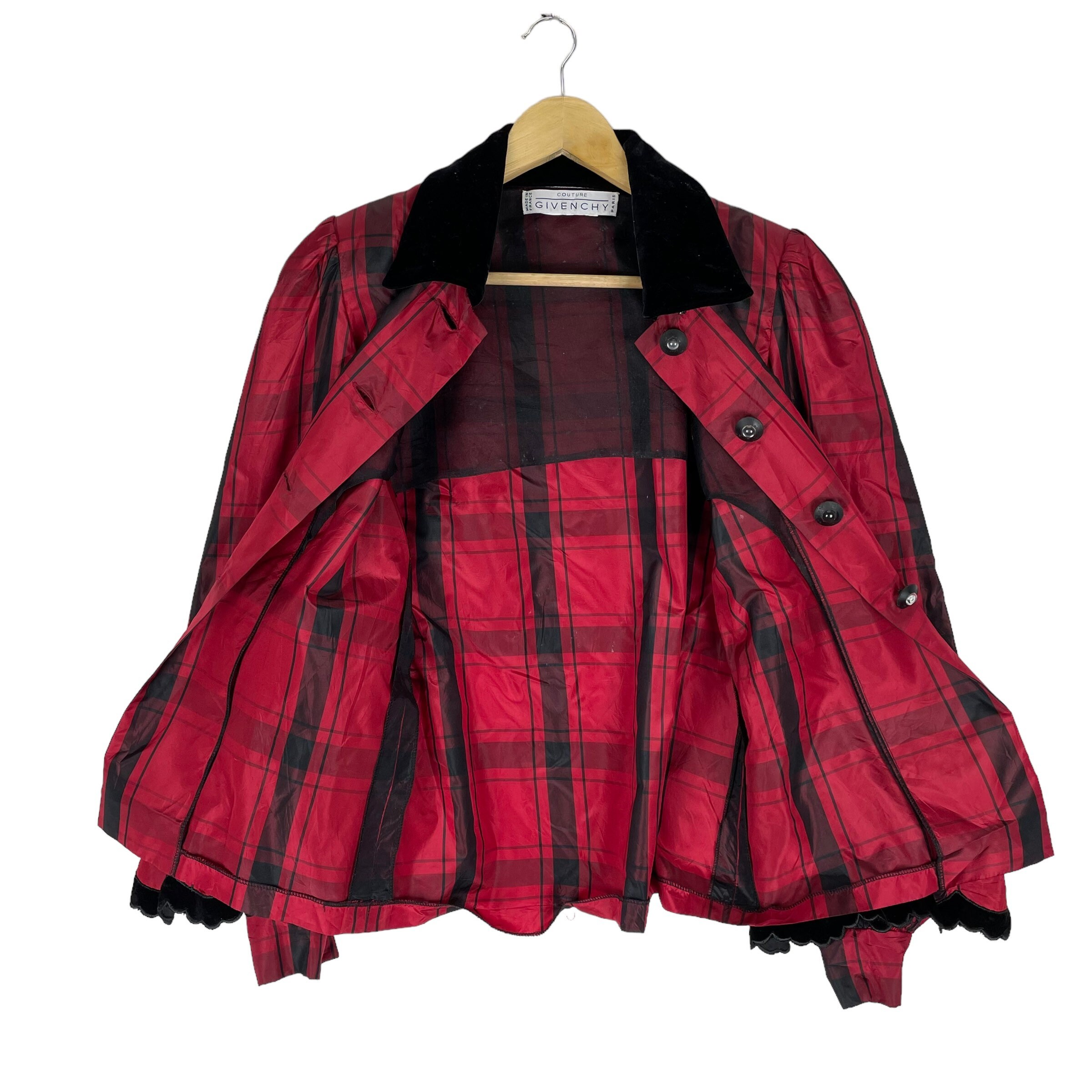 日本最大の France Couture GIVENCHY 90s Plaid Red Jacket Button Tartan ジャケット・アウター