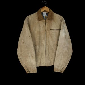 Vintage 80s Carhartt Detroit Duck Canvas Sun Faded Jacket Workwear Brown Colour Streetwear Size Medium