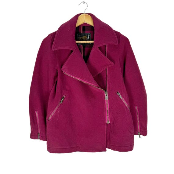 ジャケット・アウター HYSTERIC GLAMOUR WOOL DOUBLE RIDER COAT HYSTERIC GLAMOUR Japan Double Collar Wool Jacket Zipper