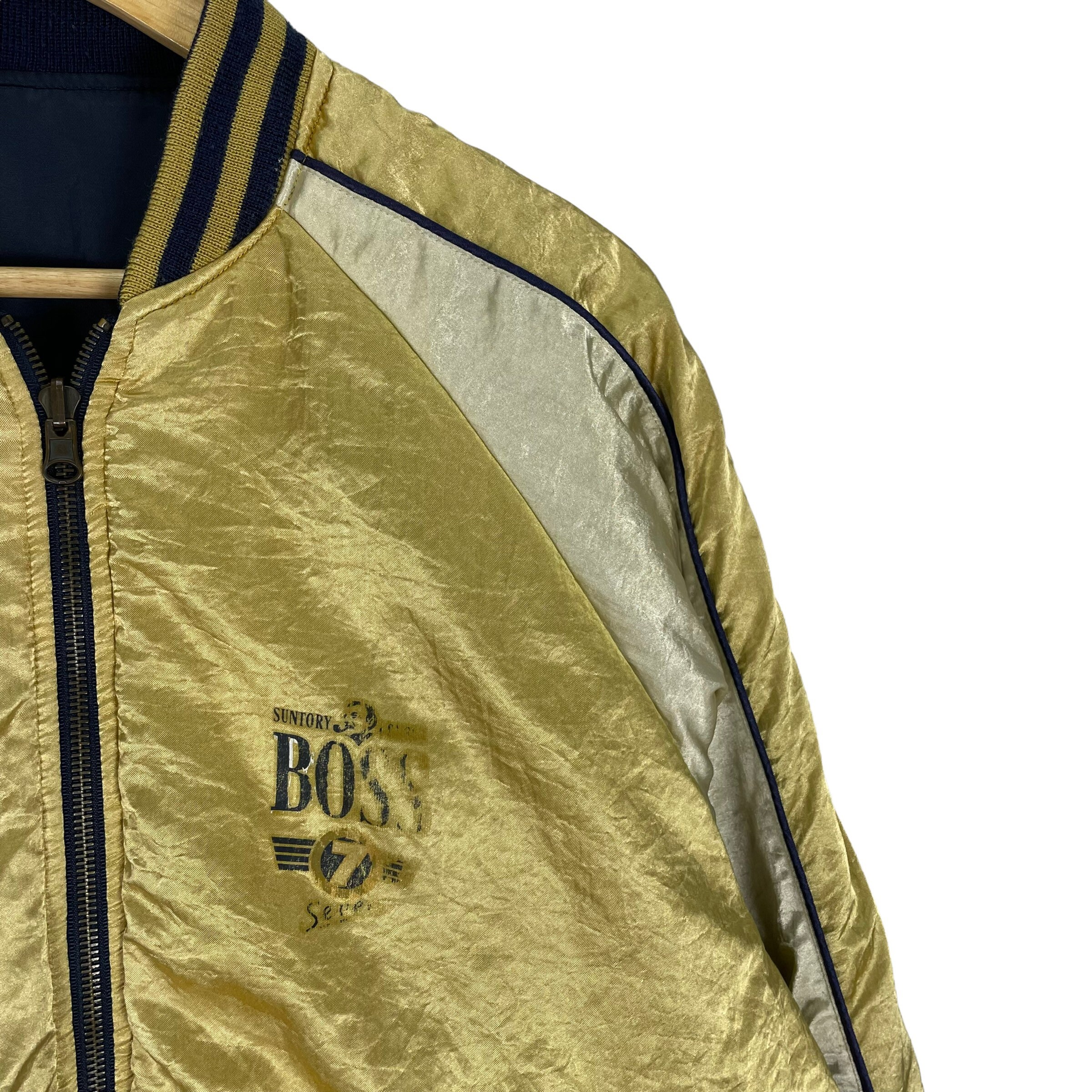 Vintage 90s Suntory Coffee Boss Jacket Varsity Reversible