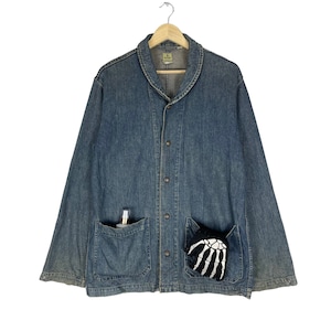 Vintage 90s Wrangler Blue Bell Dungarees Denim Workwear Jacket Blue Colour Size Large