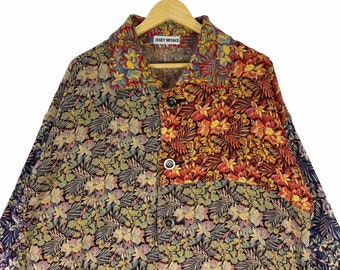 Vintage 90s Issey Miyake Flowers Over Print Pop Art Light