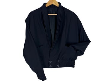 Vintage 80s Arrston Volaju Koshin Satoh Bomber Wool Jacket  Black Colour - Size (M)