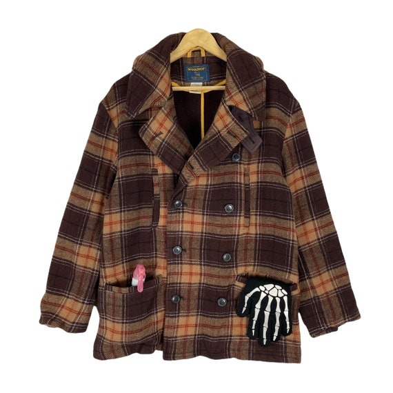 Vintage 90s Woolrich Woollen Tartan Plaids Double Breasted