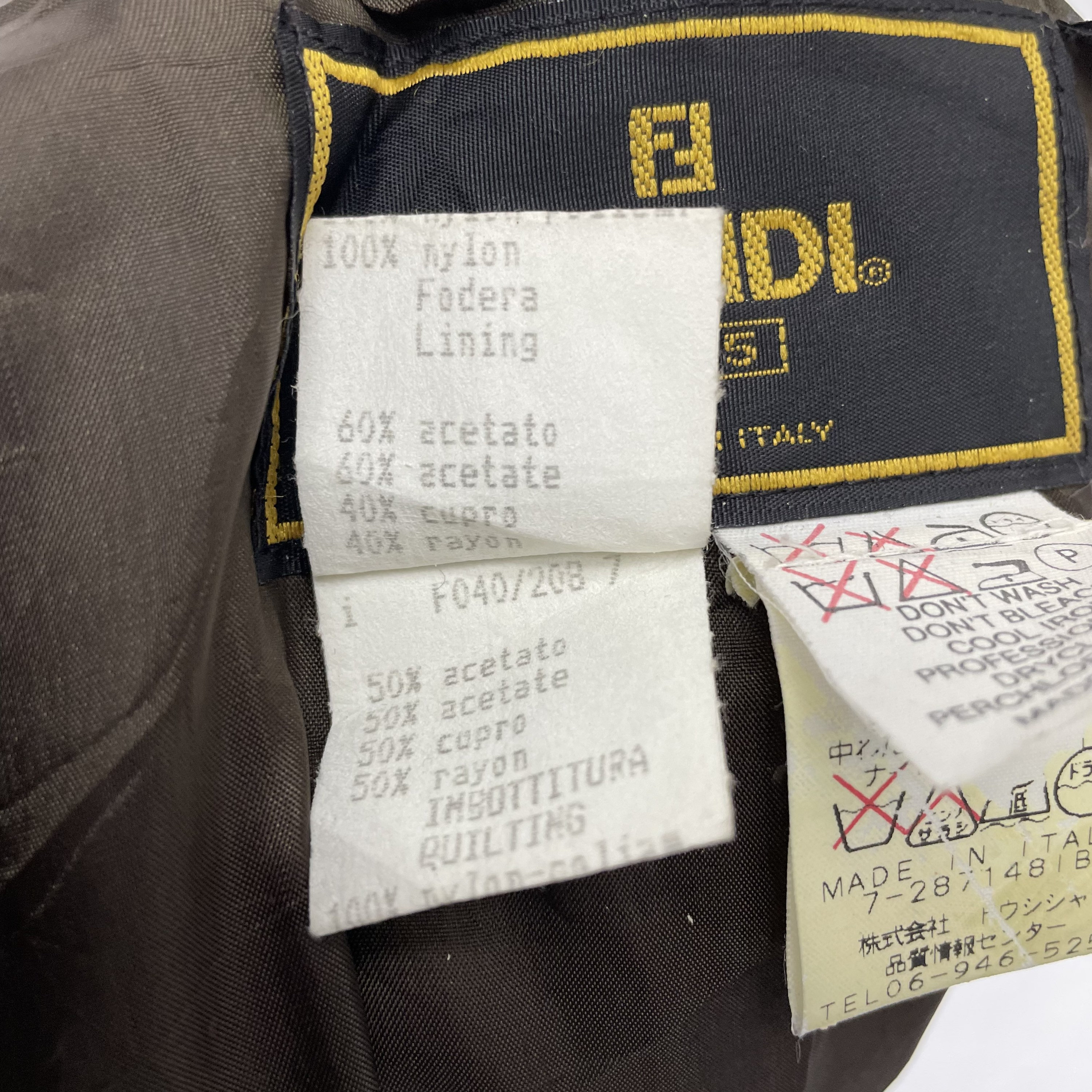 Vintage 90s Fendi 365 Zucca FF Monogram Quilted Long Jacket Vintage 90s Fendi 365 Zucca FF Monogram Quilted Long Jacket