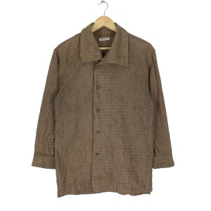 90s Plantation Issey Miyake Button Up Shirt Jacket Japanese Designer Brown Colour Size Large