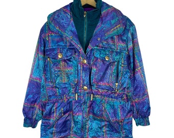 asics Austria代表　スキーウェア Vintage 90s Asics Austria Ski Jacket: Multi-color Racing Hoodie
