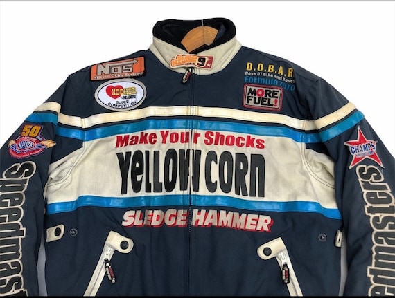Vintage 90s Yellow Corn NHRA Bikers Sledge Hammer Racing Vintage 90s Yellow Corn NHRA Bikers Sledge Hammer Racing