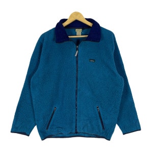 Vintage 90er Jahre LL BEAN Fleece Sweatshirt Reißverschluss Blau Berg Kleidung Jacke Größe Medium