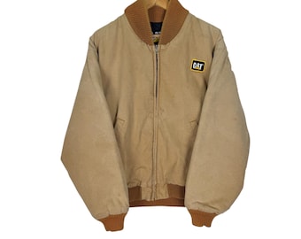 Chaqueta de lona vintage Caterpillar Chore Duck de los años 90 - Ropa de trabajo, color marrón - Talla M
