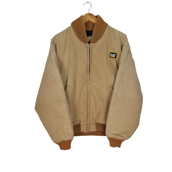 Vintage 90s Caterpillar Chore Duck Canvas Jacket -workwear , Brown