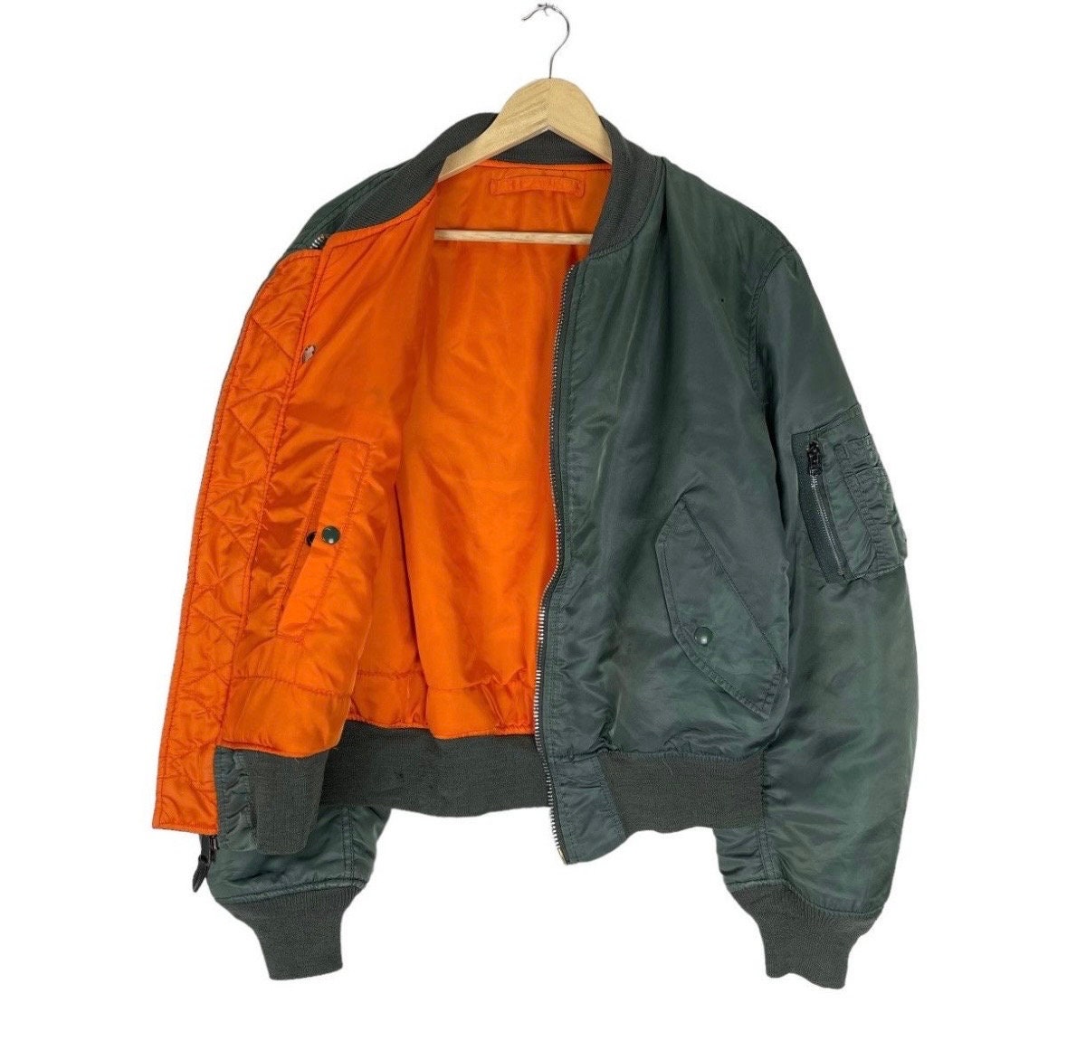 ALPHA INDUSTRIES Reversible Flight MA-1 Bomber Jacket Green Flyers