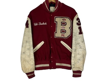 Chaqueta universitaria de cuero estilo años 90 Delong Capital B de la NFL, talla M