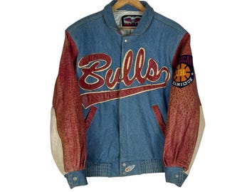 NBA Vintage Leather Jacket Chicago Bulls 6-time Champions Bomber 3