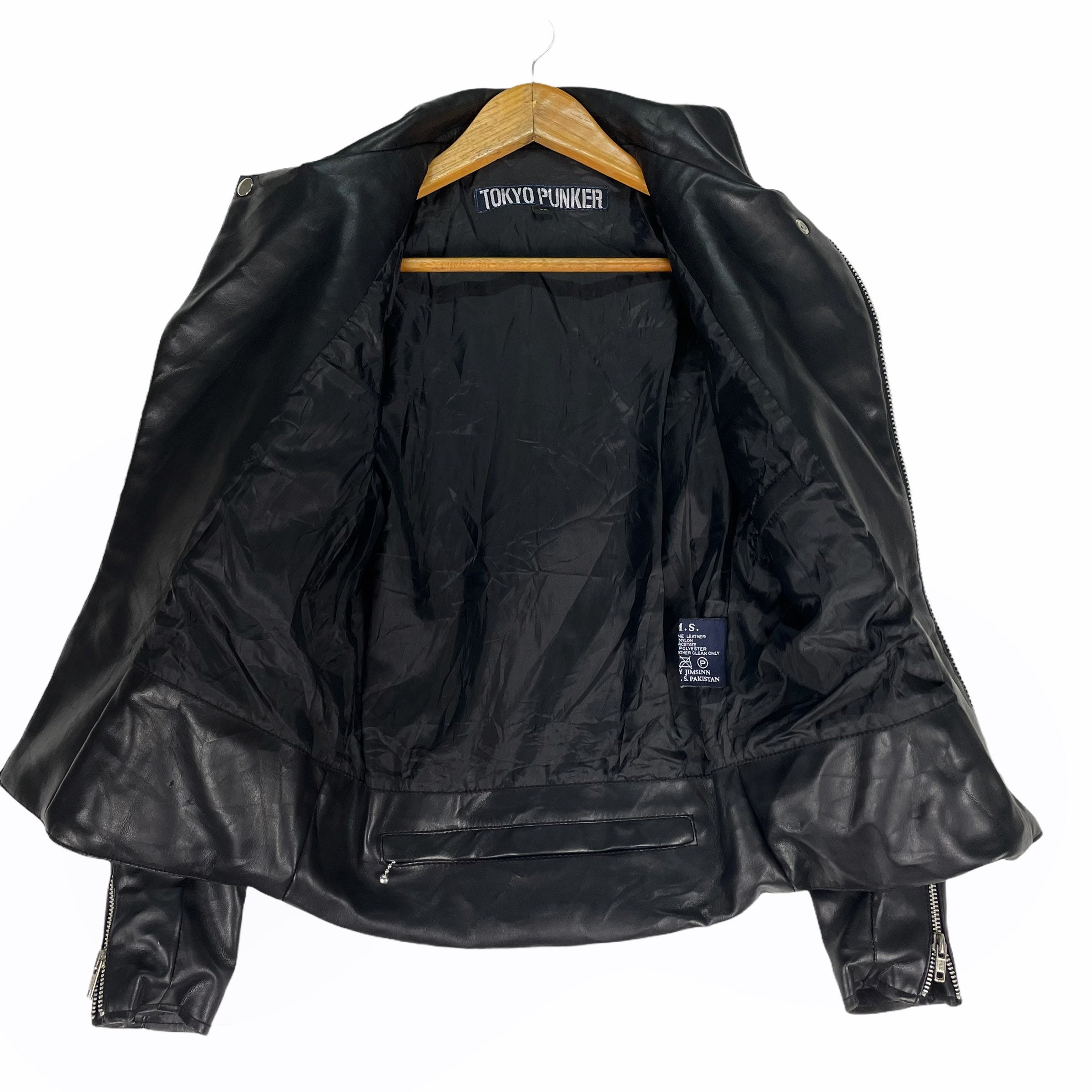TOKYO PUNKER Rockabilly Leather Double Collar Zipper Jacket - Etsy