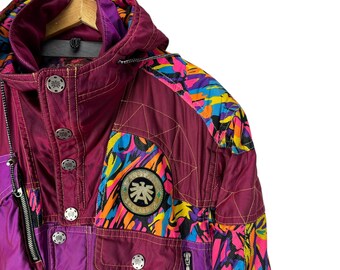 Vintage 90s Asics Austria Ski Jacket: Multi-color Racing Hoodie