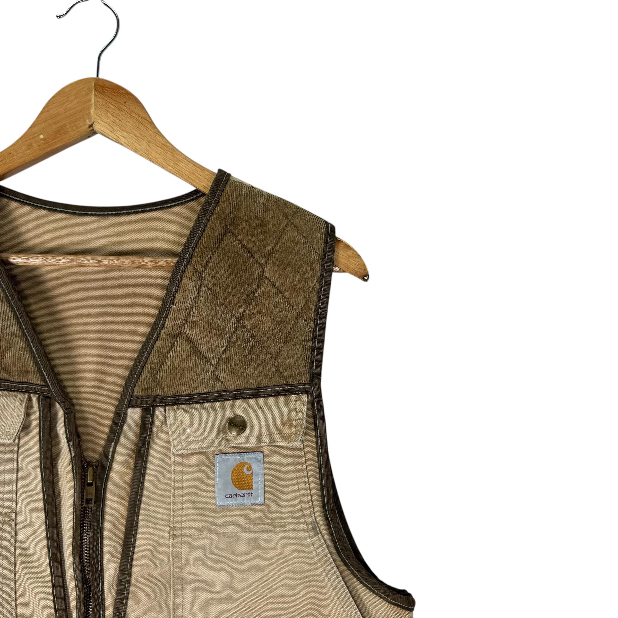 Vintage 90s Carhartt Duck Canvas Tactical Vest: Hunting Chore Coat 