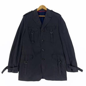 Vintage Hugo Boss Bemedo Italy Designer Bondage Long Coat Jacket Black Colour Size Large