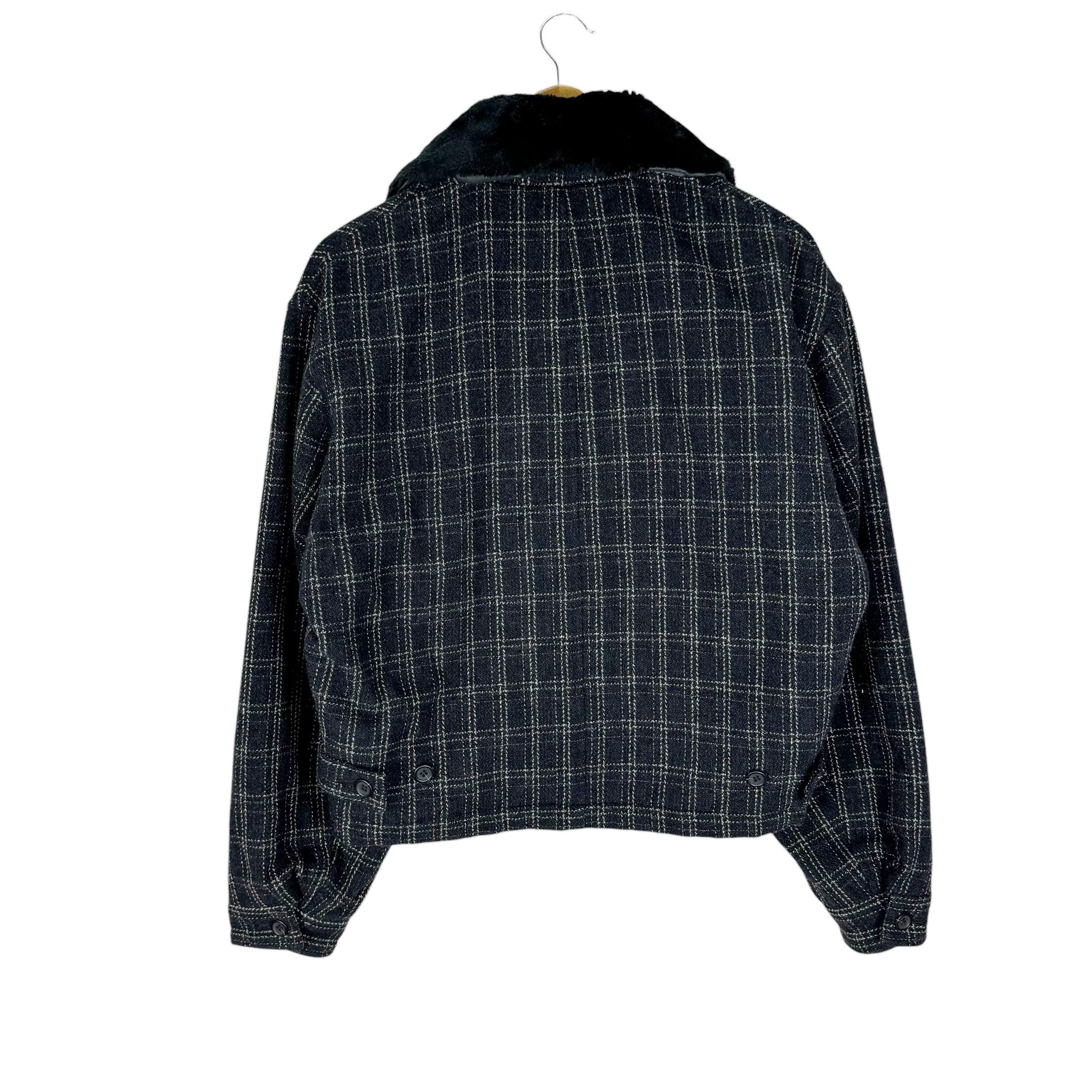 PPFM Cropped Plaids Bomber Jacket Japanese Brand Black Colour Size