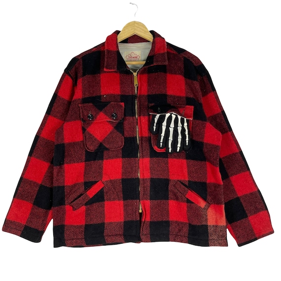 Vintage Big Mike Tartan Wool Jacket: 60s Buffalo Plaid Workwear (M 