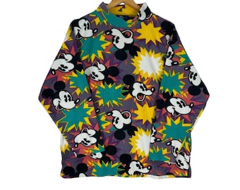 Vintage 90s Mickey Mouse Fleece Sweatshirt: Tokyo Disneyland, Size Large