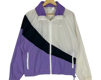 Vintage 90s NIKE Windbreaker Colour Block Light Zip Jacket Streetwear  Clothing Sweater Size Medium