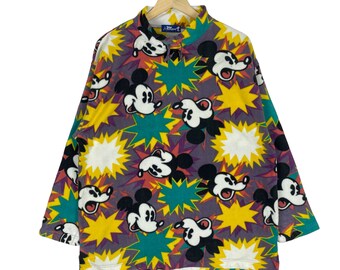 Vintage 90s Mickey Mouse Fleece Sweatshirt: Tokyo Disneyland, Size Medium