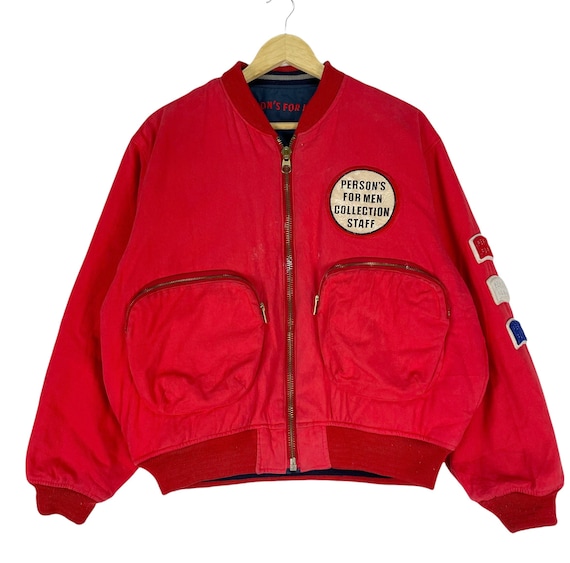 Vintage 90s Person's Reversible Red Cotton Bomber Jacket