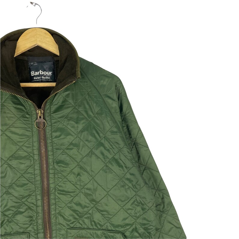 BARBOUR Polar Quilts Guilted Jacket Zipper Down Winter Ski Hiking Fashion Style Green Colour Size Large image 4