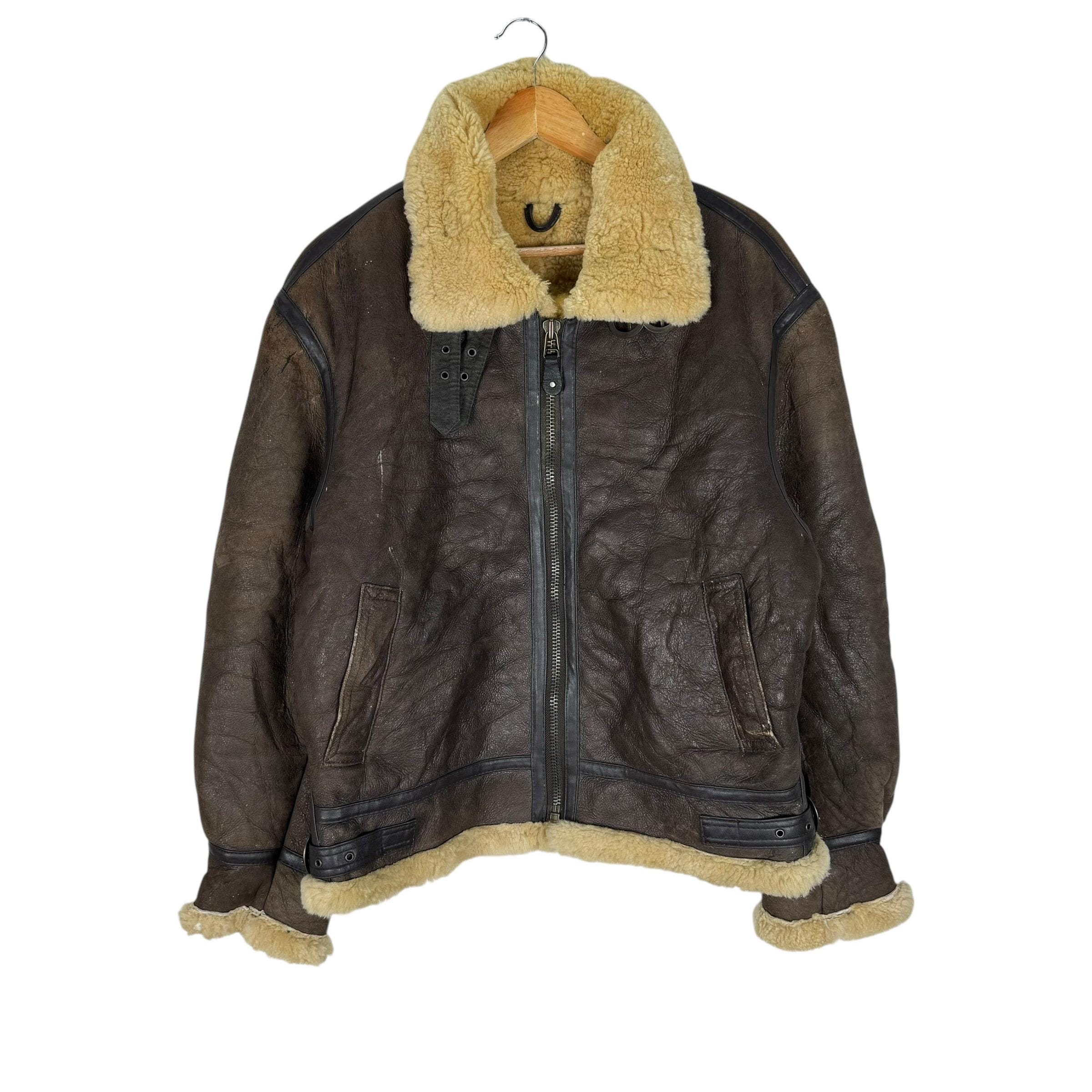 Vintage 90s US Army B3 Bomber Jacket: Sheepskin Leather Flight