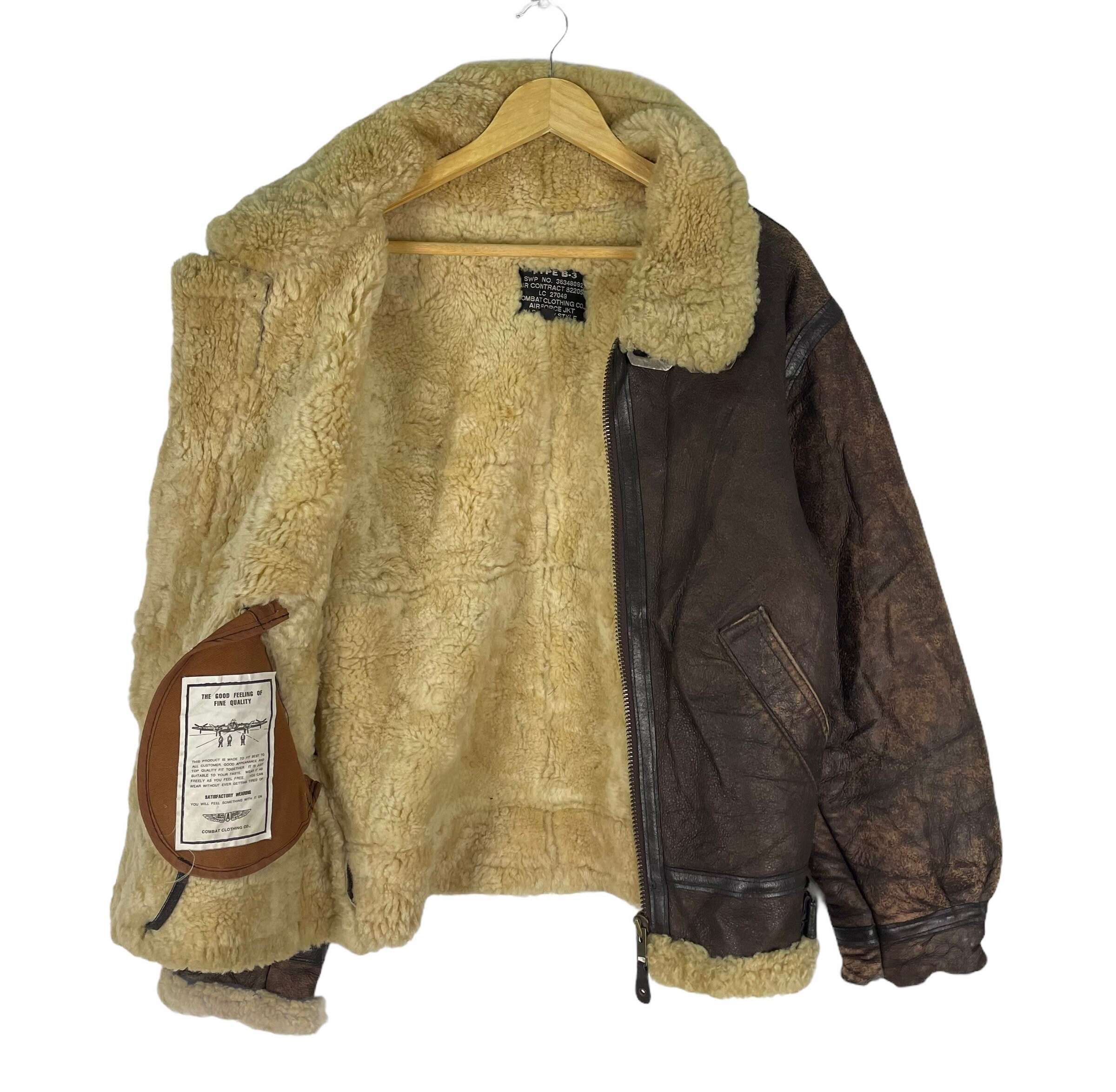 Vintage 90s US Army B3 Bomber Jacket: Sheepskin Leather