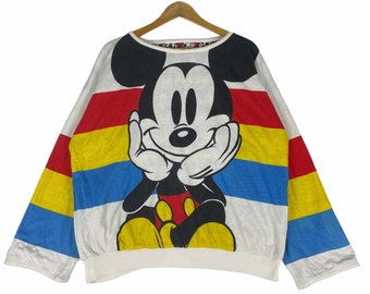 Vintage 90s Mickey Mouse Sweatshirt, Reversible Disney Cartoon (Size Medium)