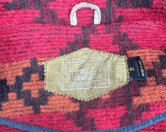 Vintage 90s Woolrich Aztec Wool Zipper Jacket Native Navajo Red