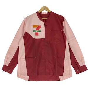 Vintage 70s 7 Eleven Shirt Button Collar Pink Colour Size Large