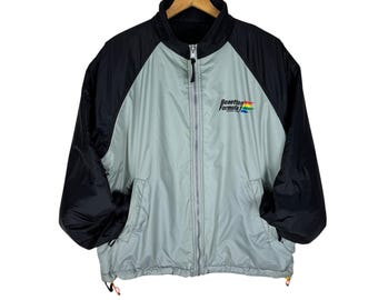 Vintage 90s Beneton Racing Team Revesible Quilt Jacket : Sportswear - (Size L)