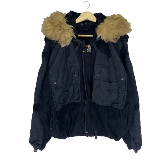 Massimo Osti, 80s BONEVILLE Cp Company Hoodie Faux Fur Bomber Jacket Black Colour Massimo Osti