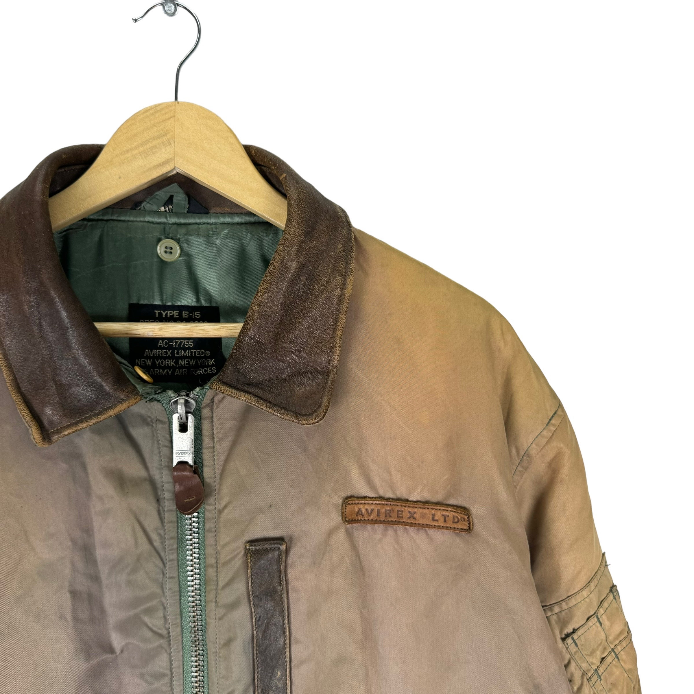 Vintage AVIREX B-15 Bomber Jacket - Leather Collar, Nylon