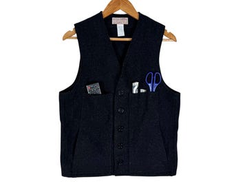 Vintage 90s Filson Mackinaw Plains Ultility Poclet Hunter Black Colour Vest Size 38