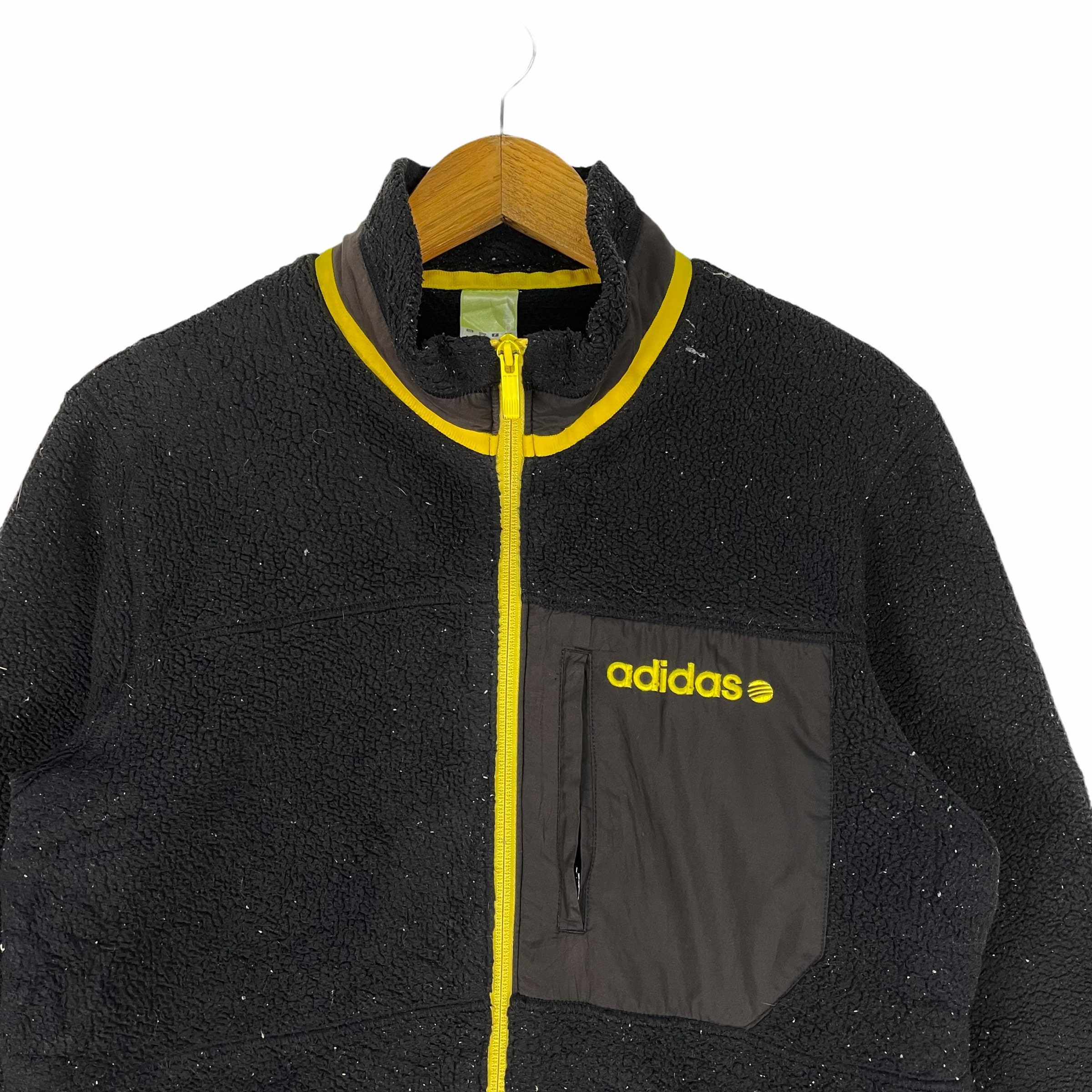 Sudadera con cremallera y bolsillos de felpa de adidas NEO Fleece Dip Pile Color negro Talla M Etsy Mexico
