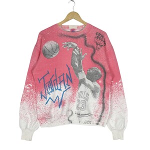 Vintage 90s Michael Jordan Over Print Sweatshirt Chicago Bulls Basketball Sweater