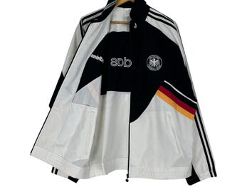 Vintage 90s Adidas Germany 1994-96 Track Jacket White Colour Size