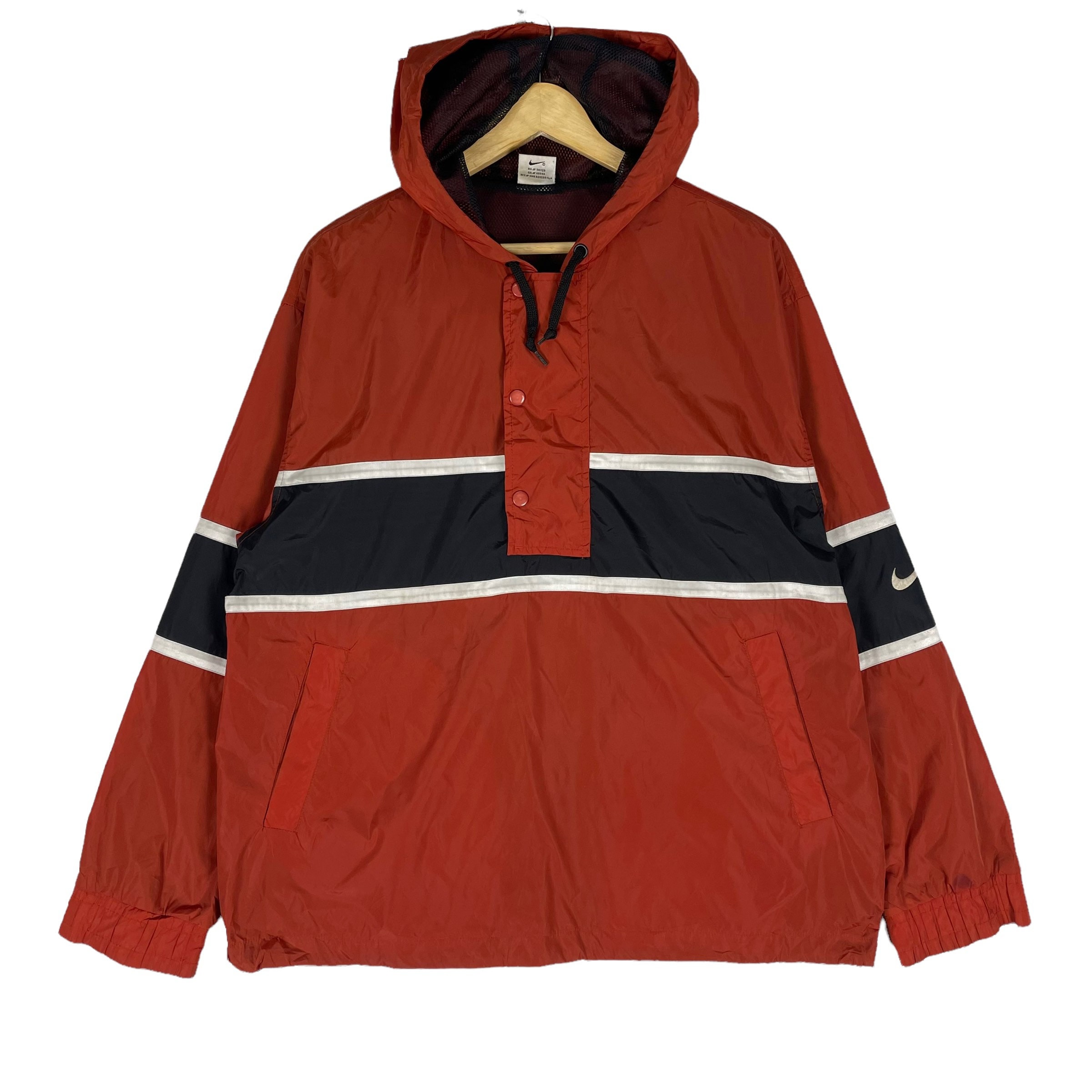 Vintage 90s NIKE Nylon Anorak Jacket, Snap Button, Colour Block