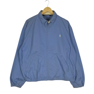 Vintage 90s POLO Ralph Lauren RL Herrington Blue Colour Zip Jacket Size Large