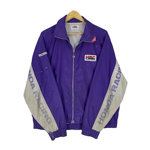Vintage 90s Honda Racing Team HRC Motorsport Light Zipper Jacket Purple Colour Size Medium