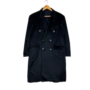 Pierre Balmain Cashmere Double Breasted Long Jacket Fashion Designer Black Colour Size Medium