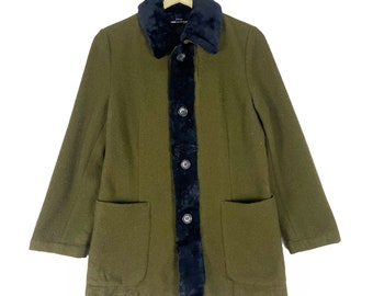 Vintage 90s Comme des Garçons Tricot AW96 Fur Button Jacket Japanese Fashion Designer CDG Homme Plus Pullover Sweater Size Medium